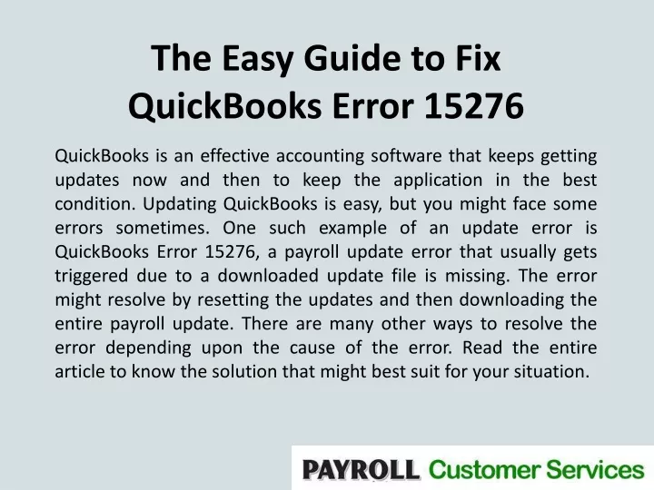 the easy guide to fix quickbooks error 15276