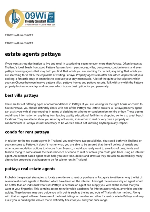 pattaya real estate agents