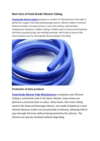 Best Uses of Food-Grade Silicone Tubing