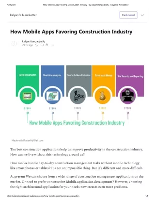 How Mobile Apps Favoring Construction Industry - by kalyani tangadpally - kalyani’s Newsletter