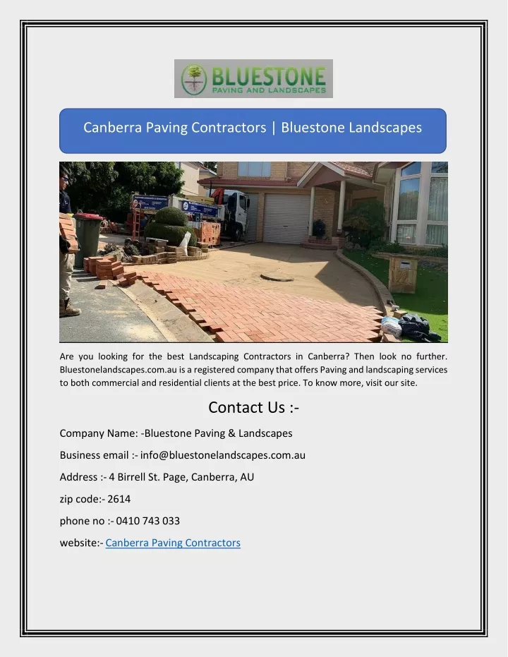 canberra paving contractors bluestone landscapes