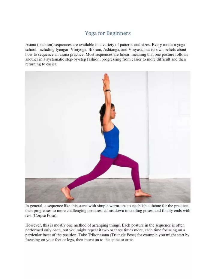 Practicing yoga at home, a sequences for beginners 15 pgs | PDF