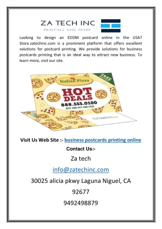 Business Postcards Printing Online | Store.zatechinc.com