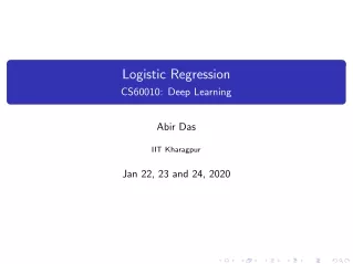 logistic regression cs60010 deep learning