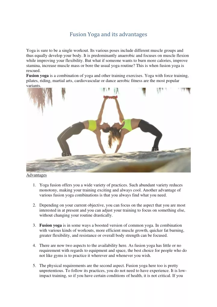 fusion yoga and its advantages