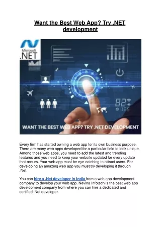 want the best web app try net development