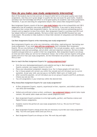 how do you make case study assignments