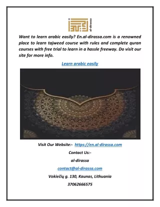 want to learn arabic easily en al dirassa
