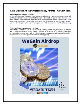 let s discuss ab out cryptocurrency airdrop