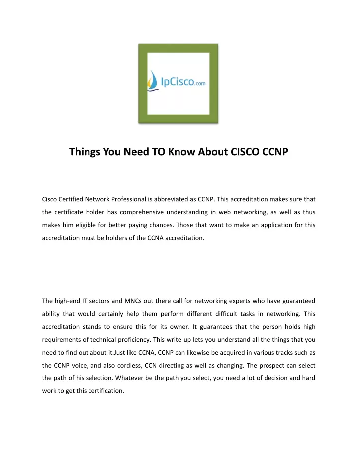 things you need to know about cisco ccnp