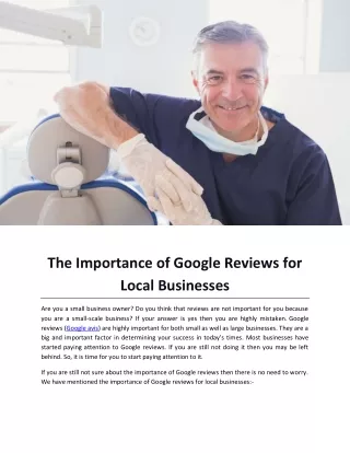 The Importance of Google Reviews for Local Businesses
