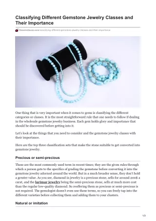classifying different gemstone jewelry classes