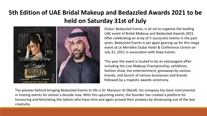 5th edition of uae bridal makeup and bedazzled