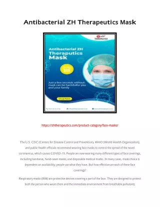 Antibacterial ZH Therapeutics Mask