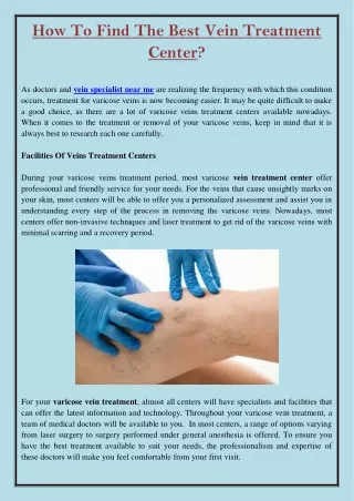 how to find the best vein treatment center