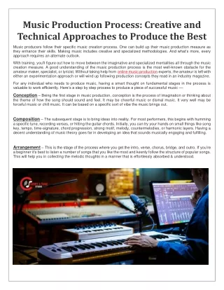 Music Production Process  Creative and Technical Approaches to Produce the Best