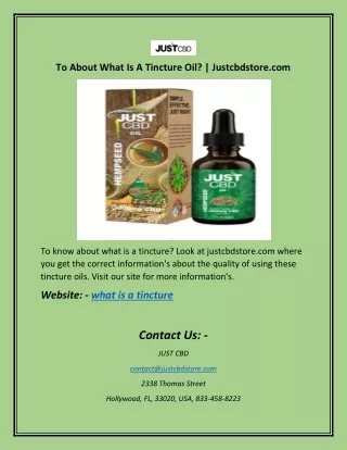 to about what is a tincture oil justcbdstore com