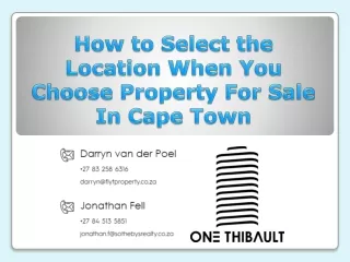 how to select the location when you choose property for sale in cape town