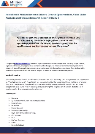 polyphenols market revenue drivers growth