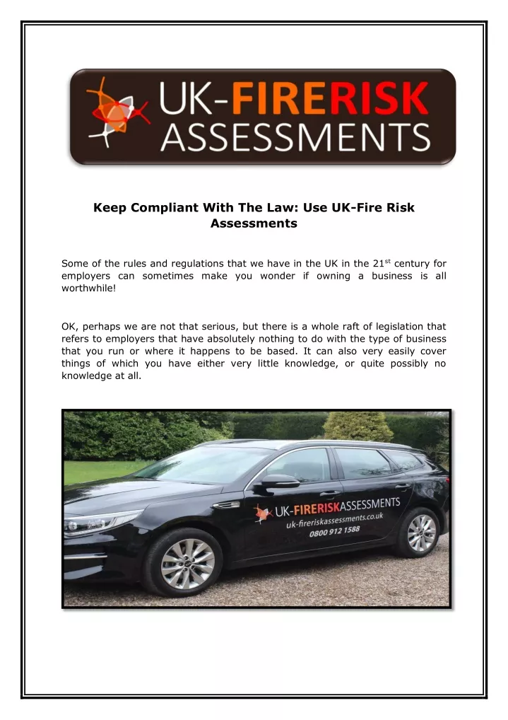 keep compliant with the law use uk fire risk