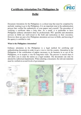 certificate attestation for philippines in