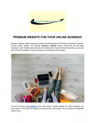 PREMIUM WEBSITE FOR YOUR ONLINE BUSINESS