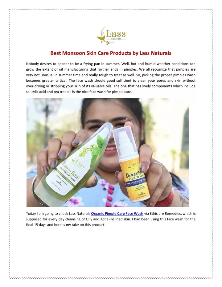 best monsoon skin care products by lass naturals