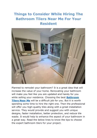 things to consider while hiring the bathroom