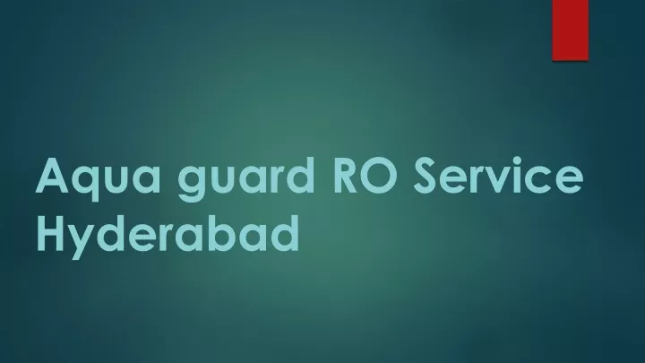 aqua guard ro service hyderabad
