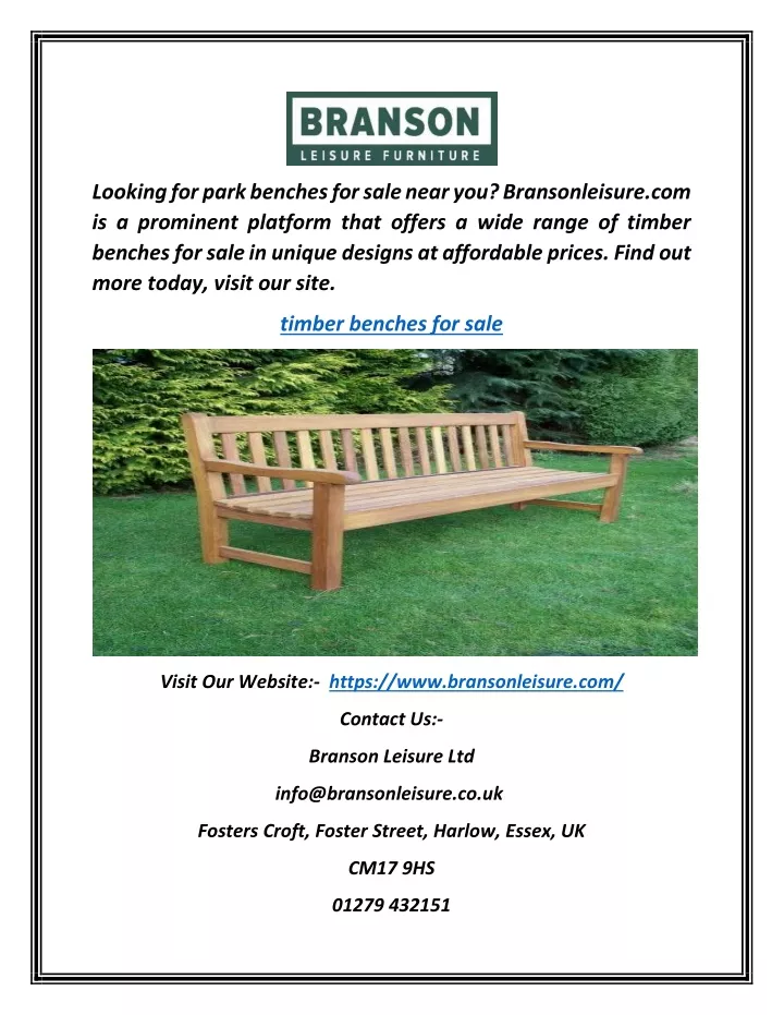 looking for park benches for sale near