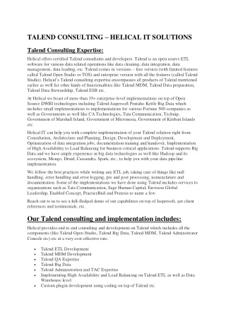 TALEND CONSULTING - Helical tech service (article)
