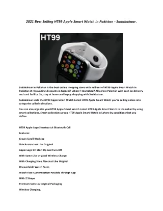 2021 Best Selling HT99 Apple Smart Watch in Pakistan