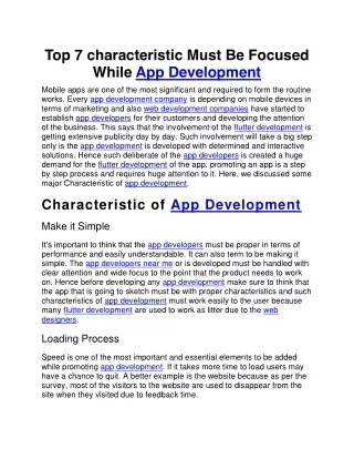 top 7 characteristic must be focused while