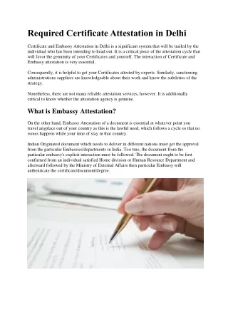 required certificate attestation in delhi
