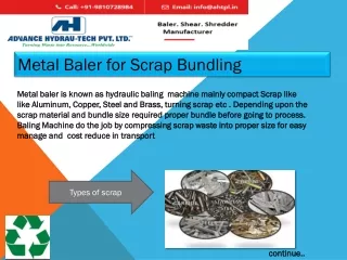 Metal Baler for Scrap Bundling