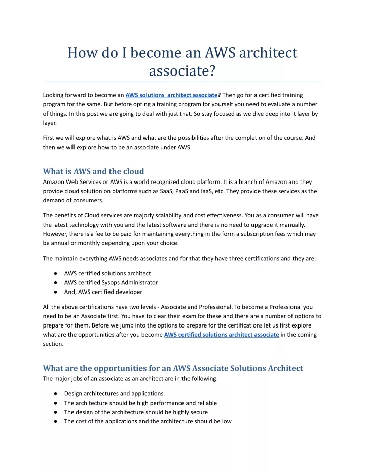 how do i become an aws architect associate
