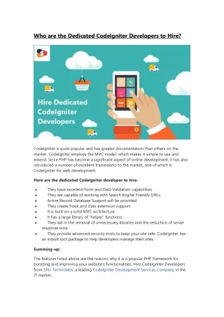 who are the dedicated codeigniter developers
