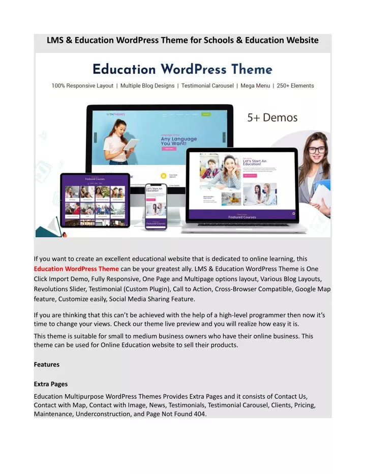 lms education wordpress theme for schools
