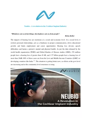 Neubio - A revolution in the Cochlear Implant Industry