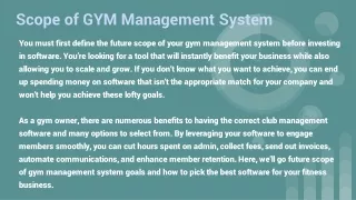 Scope of GYM Management System