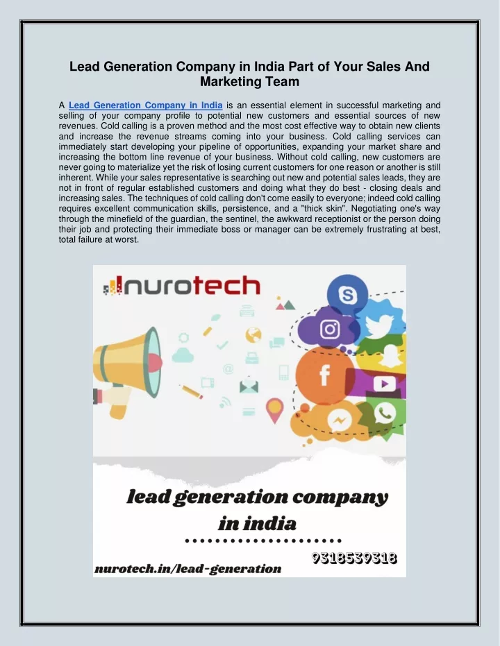 lead generation company in india part of your