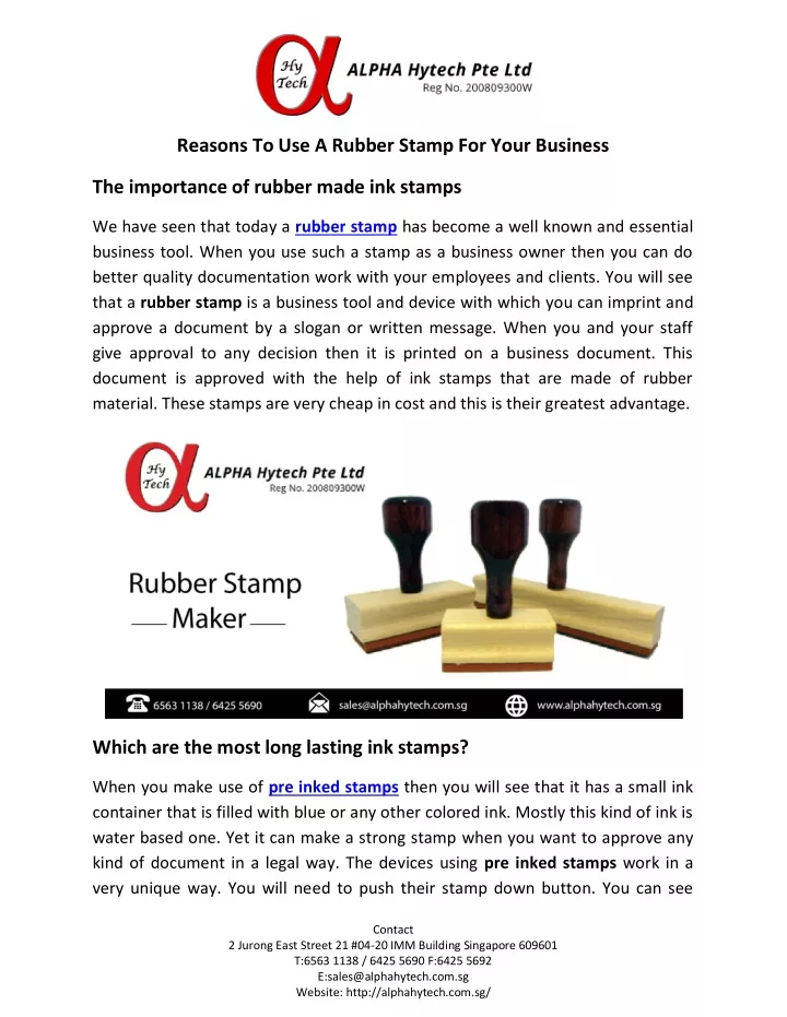 reasons to use a rubber stamp for your business