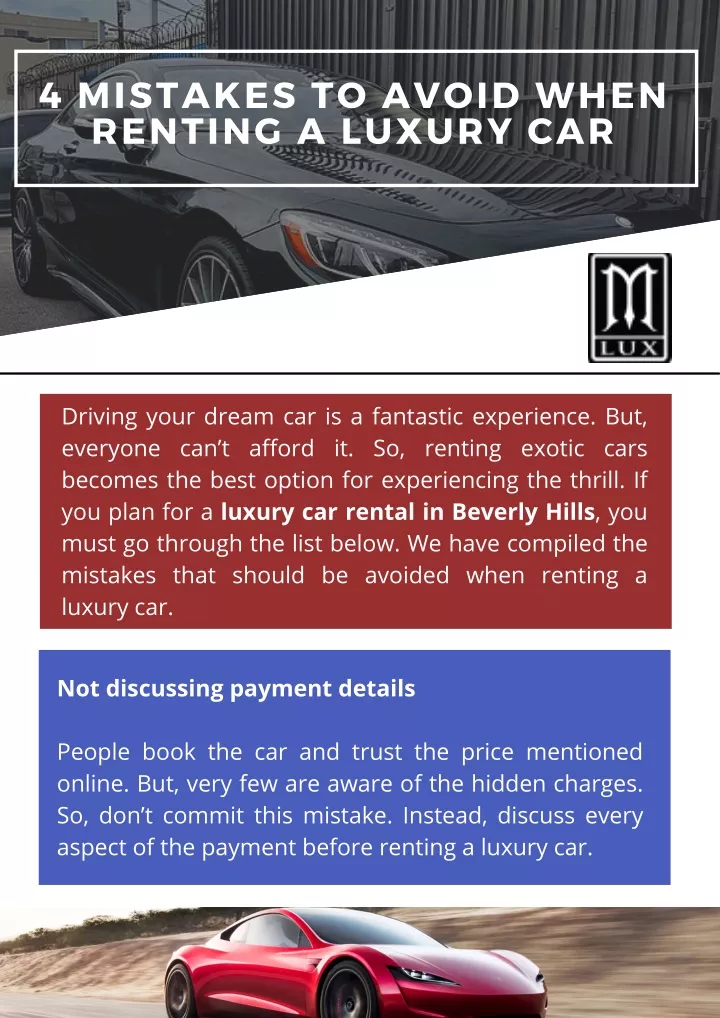 4 mistakes to avoid when renting a luxury car