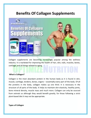 Benefits Of Collagen Supplements