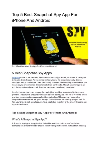 Best Snapchat Spy App For iPhone And Android Phones