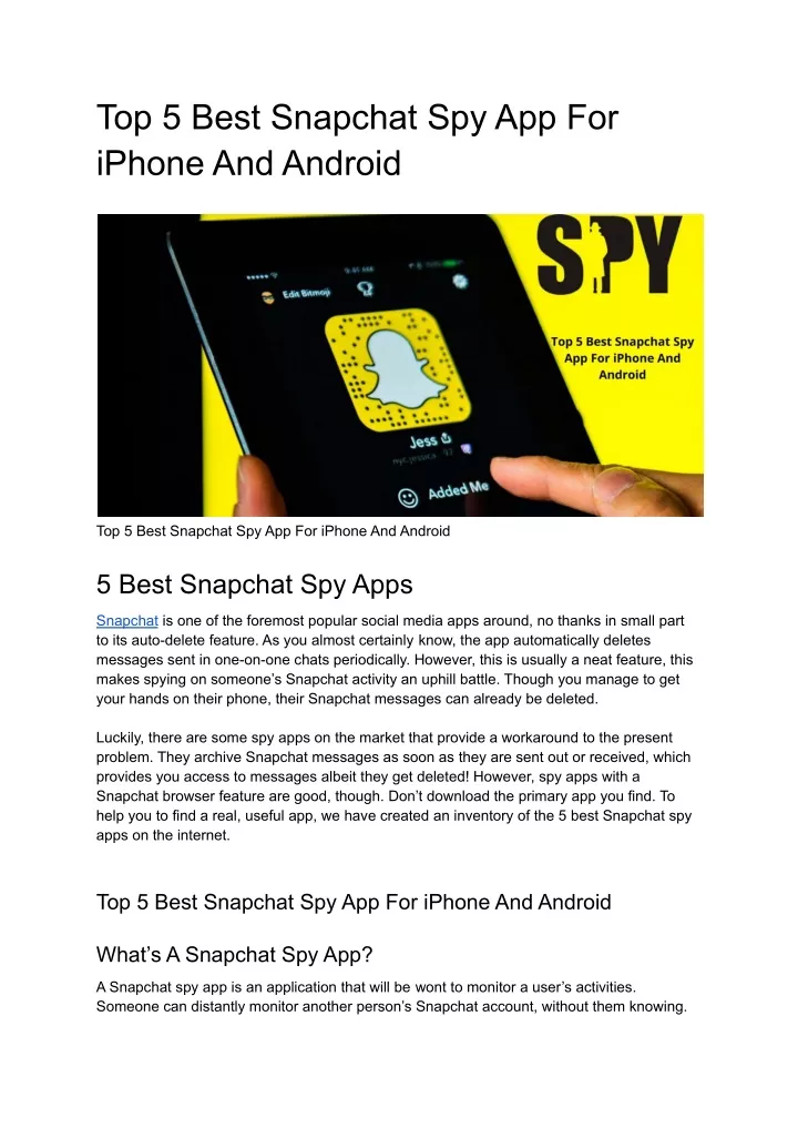 top 5 best snapchat spy app for iphone and android