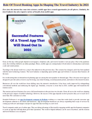 Role Of Travel Booking Apps In Shaping The Travel Industry In 2021