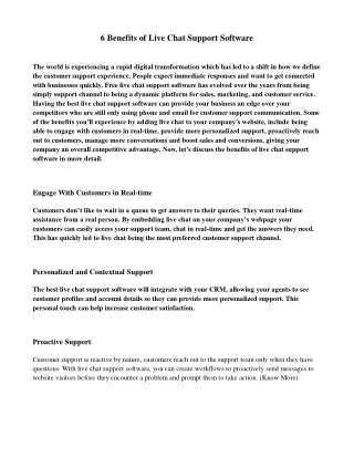 6 benefits of live chat support software