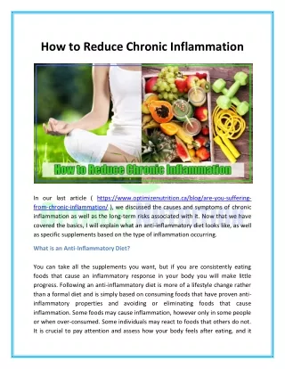 How to Reduce Chronic Inflammation