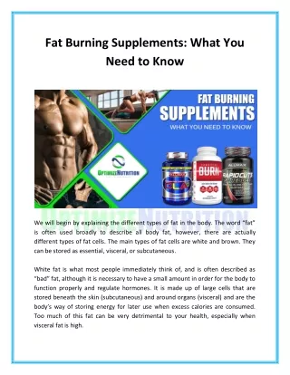 Fat Burning Supplements: What You Need to Know
